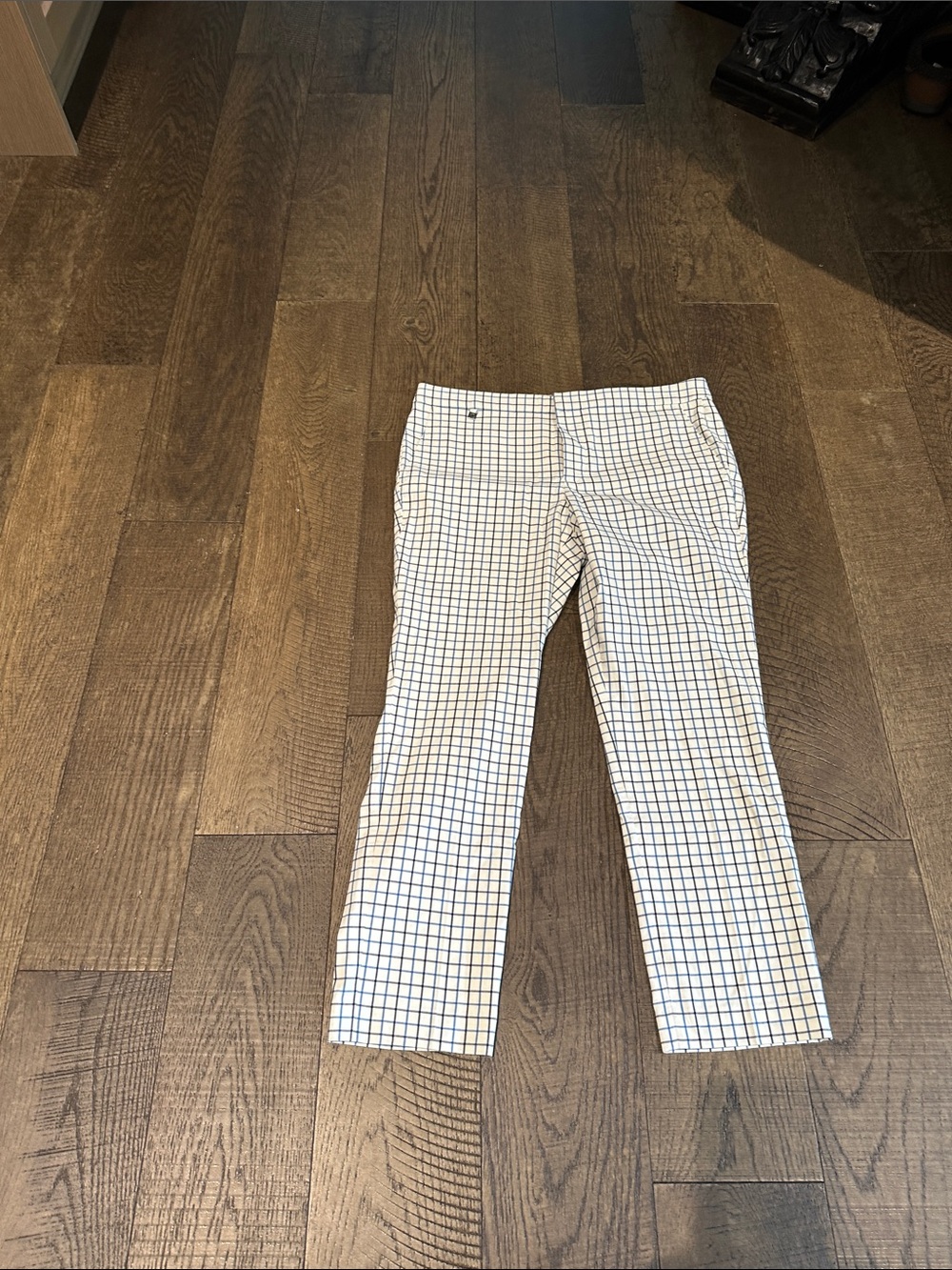 Ralph Lauren White Pants with Navy Windowpane Check
